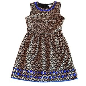 Esley Women's Dress Fit‎ & Flare Geometric Jewel Neck Sleeveless Party Dress SM